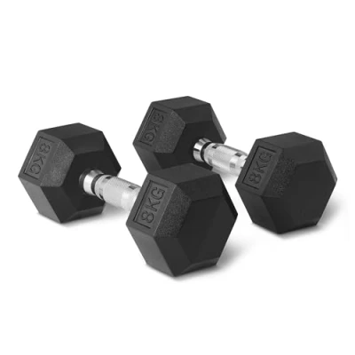 Imagen de Amazon Basics Set de mancuernas hexagonales con recubrimiento goma, 8 kg, Negro