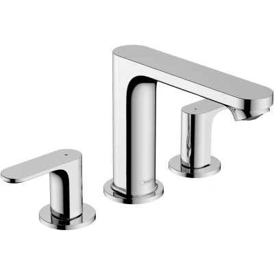 Imagen de hansgrohe Rebris S grifo lavabo de 3 agujeros con vaciador automático, monomando 107 mm, mezclador ahorro agua (EcoSmart), cromo, 72530000