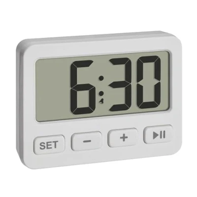 Imagen de TFA Dostmann Minidespertador digital 60.2036.02 con función de alarma, cronómetro y temporizador, imán o soporte, ideal como reloj viaje, cuarzo, mesa, pequeño compacto,