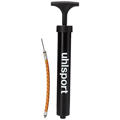 Imagen de uhlsport bomba de balón para fútbol, voleibol &amp; co., aire compacta con extensión flexible, ideal llevar, Negro