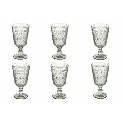 Imagen de Villa d’Este Home Tivoli 203833 New Marrakech Juego de 6 Copas Cristal, 310 ml, Plateado