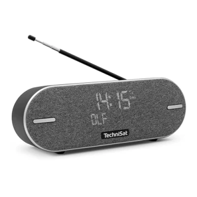 Imagen de TechniSat DIGITRADIO BT 2 Altavoz Bluetooth portátil con Radio Digital Dab+ (FM, Reloj, Despertador, Carcasa Impermeable, Memoria Favorita, Entrada Auxiliar, batería, 20 W), Color Antracita