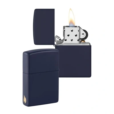 Imagen de Zippo Diseño con Llama de Navy Blue Matte Laser Engrave Mechero, rellenable, en una Caja Regalo halta Calidad