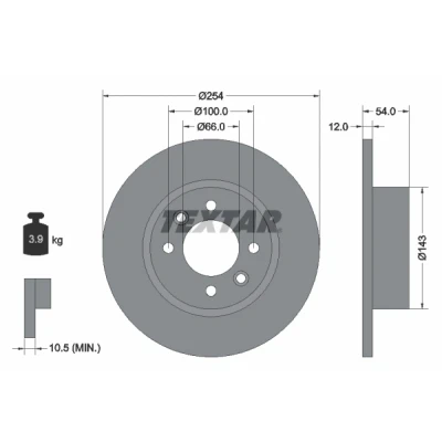 Imagen de TEXTAR 92051500 Disco de freno 254 12 04/06 100 macizo sin perno sujeción rueda, buje rueda RENAULT: 25, 18 Berlina