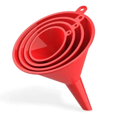 Imagen de Nirox Juego de 4 embudos universales Apto para alimentos BPA FREE Ayuda llenado la cocina Mini Embudo líquidos e ingredientes secos aceite coche
