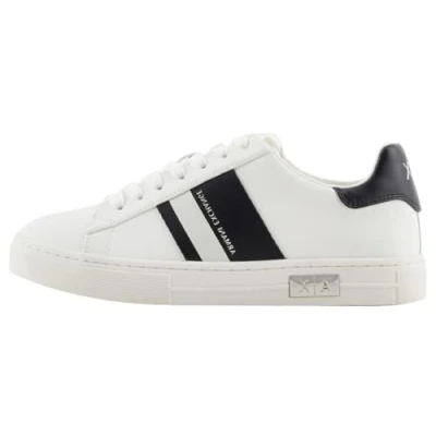 Imagen de Armani Exchange Cup Sole Mina, Back Tab with and Metal Logo Detail On Side, Zapatillas Mujer, Off White Black, 35 EU