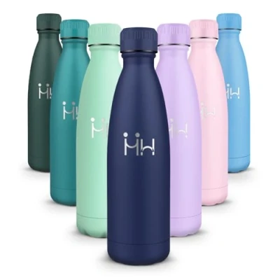 Imagen de HoneyHolly Botella Termica 500ML agua Acero Inoxidable, Termo con pared Doble Aislamient, de Fugas, Cantimplora para Niños, Deportiva, Gym Conserva 12 Horas Caliente, 24 frio