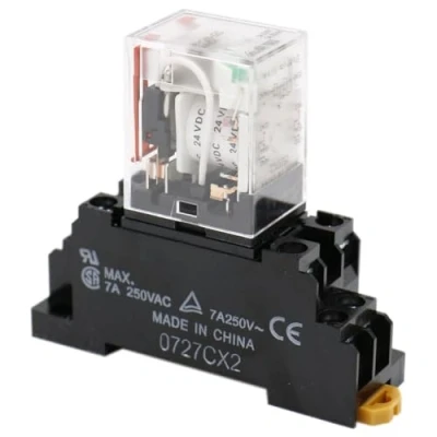 Imagen de Heschen relé de uso general, MY2N GS (MY2NJ), bobina 24VDC, indicador LED, DPDT, 5A 30VDC/250VAC, con toma PYF8A