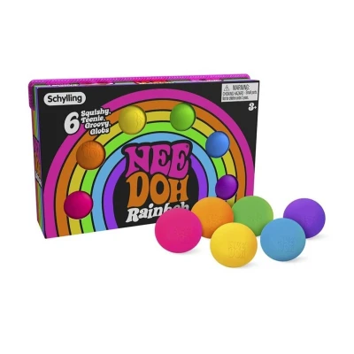 Imagen de Schylling NeeDoh Rainboh Teenie Juguete sensorial para ansiedad 6 mini globos geniales Edades de 3 a adultos