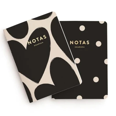 Imagen de CHARUCA Set de 2 libretas bolsillo Ligeras, Glamurosas, perfectas para llevar contigo. (Black, Mediano)