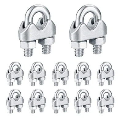 Imagen de M6 Abrazaderas de Cables, Abrazadera Alambre, Sujeta Cables Acero Inoxidable, Perno en U, Wire Rope Clips para Tensar el Cable, Cuerda Ropa 12 Piezas