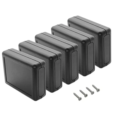 Imagen de LeMotech 5 cajas de conexiones eléctricas plástico ABS para proyectos eléctricos, caja proyectos, color negro, 3.5 x 2.8 1.1 pulgadas (90 70 28 mm)