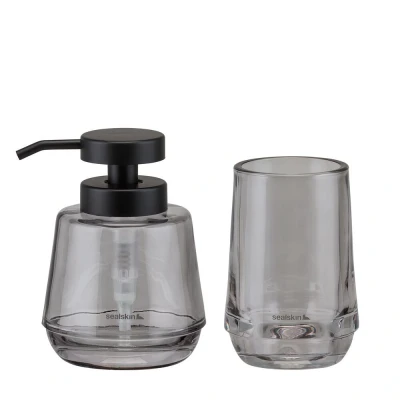 Imagen de Sealskin Mood Juego de baño Dispensador jabón 380 ml Vaso para cepillos dientes Gris