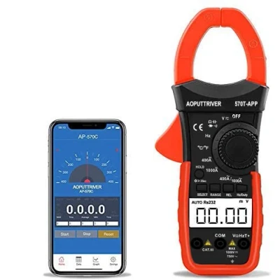 Imagen de Pinza Amperimétrica Profesional, AP 570T APP Multímetro Digital Automático, Medidor de Corriente Voltaje AC/DC, Resistencia, Continua, Diodos Pinza, 2 Años Garantía