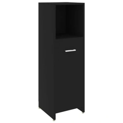 Imagen de vidaXL Armario de Cuarto Baño Aseo Almacenamiento Almacenaje Mueble Estante para Lavadero Ordenado Robusto Estable Madera Contrachapada Negro