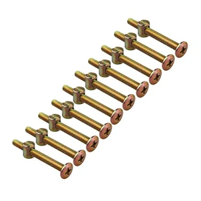 Imagen de HALJIA 10 pcs muebles cuna cama de madera silla ranurada tornillo cabeza Allen con tuercas M6 x 60 MM