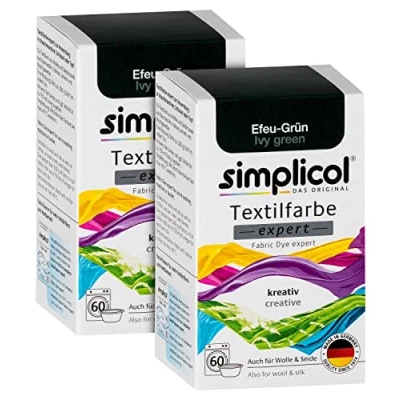 Imagen de simplicol Expert Fabric Dye Tinte de Coloración para Textiles: Lavado a Mano o Lavadora Tiñe y Restaura Sus Telas Ropa Verde Hiedra