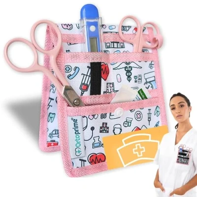 Imagen de OrtoPrime Salvabolsillos Enfermería MÁS COMPARTIMENTOS Organizador de Bolsillo para Enfermera TAMAÑO IDEAL Accesorios COLOR ROSA