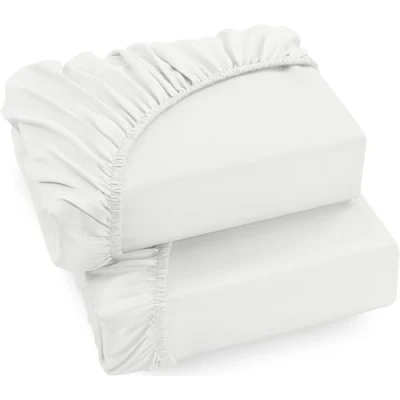 Imagen de Utopia Bedding Juego de 2 Sabana Bajera 140x200 Blanco Bolsillo Profundo Microfibra Cepillada (Cama 140)