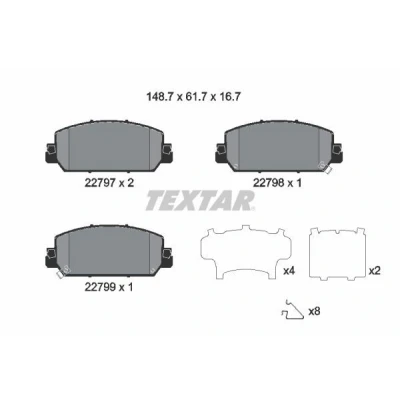 Imagen de TEXTAR 2279701 Juego de pastillas freno con avisador acústico desgaste accesorios HONDA: CR V 5