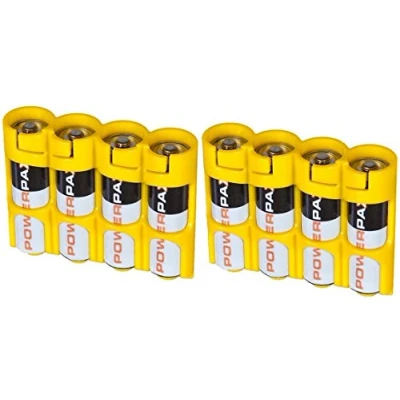Imagen de Powerpax Soporte para pilas AA, color amarillo, 4 unidades
