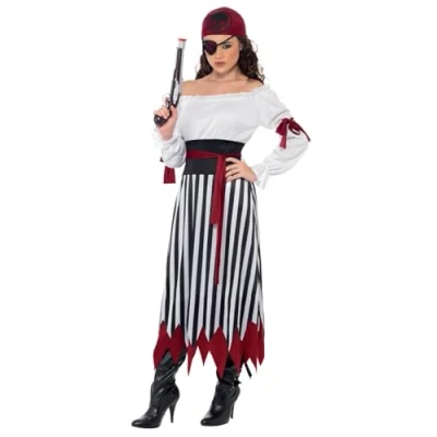 Imagen de Smiffys Disfraz de mujer pirata, Vestido con tiras para los brazos, cinturón y elemento la cabeza