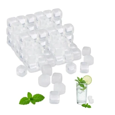 Imagen de Relaxdays Cubitos Reutilizables, Unidades, XXL, Cubos de Hielo Plásticos para Fiestas, Transparentes, 24 Stück