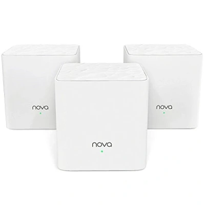 Imagen de Tenda Nova MW3 Mesh Router Sistema WiFi de Red en Malla (AC1200, 2.4GHz +5 GHz, Plug and Play, Mu MIMO, Fast Ethernet 10/100, Funciona con Alexa), Pack 3, Color Blanco
