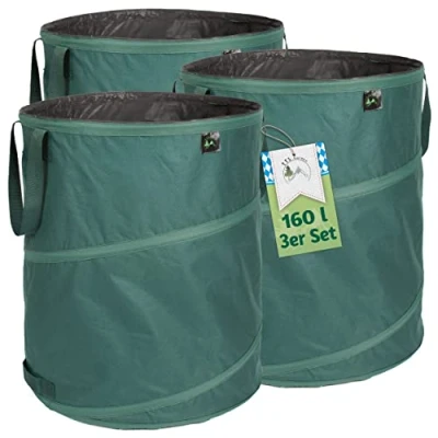 Imagen de TTL Garden Saco de jardín (3 unidades, 160 L, 220 g/m², 600D Oxford, plegable, extraestable, plegable)