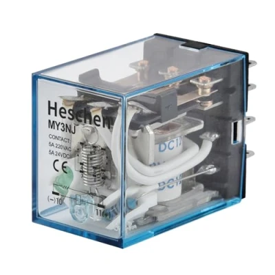 Imagen de Heschen Gereral Purpose Power Relay MY3NJ 12VDC Bobina 5A 24VDC/220VAC 3PDT LED Indicador de 11 Pin terminal