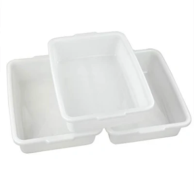 Imagen de Ucake 8 L Barreño Barreños Cubeta Cubetas Plastico Almacenaje Grande Rectangular, Blanco, 3 Paquetes