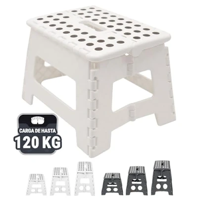 Imagen de ZOLLNER Taburete plegable multiusos portátil, 22 cm altura, hasta 120 kg, blanco