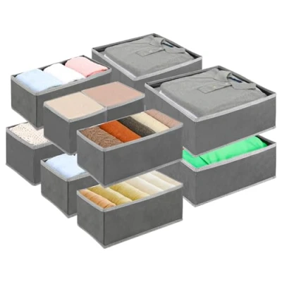 Imagen de Exyvox 12 organizadores de armario, caja almacenamiento plegable lavable, cajón divisor tela, apto para sujetadores, calcetines, corbatas