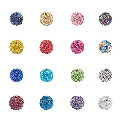 Imagen de NBEADS 100Pcs Color Mezclado Pave Bolas de Discoteca, 10 mm Arcilla Rhinestone Crystal Cuentas para la Fabricación Joyas Bricolaje