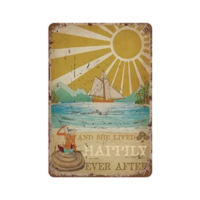 Imagen de Playa y ella vivieron felices para siempre después Vintage Cartel de chapa Carteles metal F