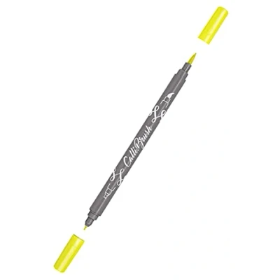 Imagen de Online 19057/6 Calli.Brush, Double Tip Pen con caligráficos punta y tipo pincel, color amarillo fluorescente