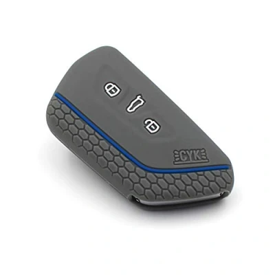 Imagen de VF Funda de silicona para llave coche con 3 botones, color gris ceniza y azul