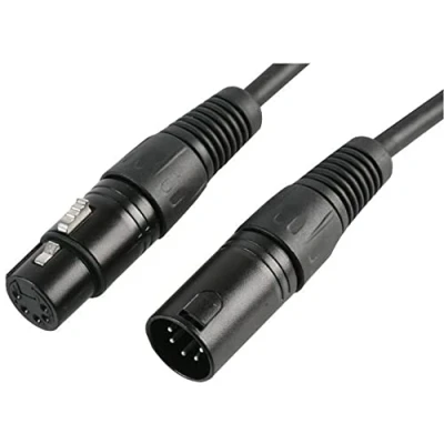 Imagen de Pulse PLS00410 DMX Lead, 5 pines XLR macho a hembra, 2 pares+pantalla, 1 m, negro