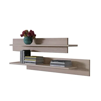 Imagen de MB Muebles Bonitos Dos Estantes Modernos Luke Ancho 100 x Alto 20 Profundo cm Mueble de Melamina en Mate Color Sonoma