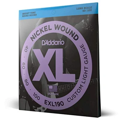Imagen de D&#039;Addario Cuerdas Bajo Electrico EXL190, Ligero personalizado, 40 100, Escala larga