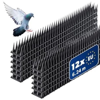 Imagen de KADAX Pinchos Antipalomas de Plástico, 52 x 4,2 3,5 cm, Anti Aves, para ahuyentar Gatos, Palomas, Púas pájaros, Paneles contra Aves (12, Negro)