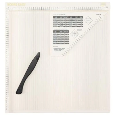 Imagen de Vaessen Creative Base para Marcar Score Easy Inches Scoring Board Crear Tarjetas y Hacer Manualidades con Papel Plegadera de Hueso Guías Medición, Blanco, 12&quot; x