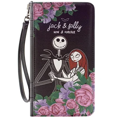 Imagen de Nightmare Before Christmas Jack y Sally Now &amp; Forever Meant to Be Cartera Clutch Bolsillo para Monedas Tarjetero, Negro