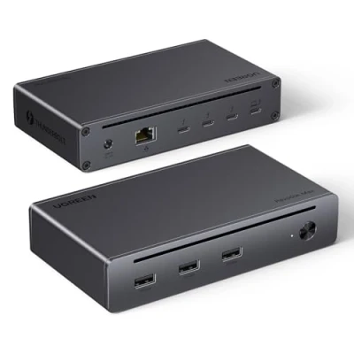 Imagen de UGREEN Revodok MAX 208 Docking Station Thunderbolt 4 8 En 1 Doble Pantalla 4K60Hz 8K30Hz Hub USB C 3.2 10Gbps Dock Ethernet RJ45 Gigabit Alimentación DC 140W