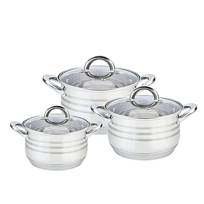 Imagen de Batería De Cocina Maestro Mr 3513 6l Inox, 6 Piezas, Inducción, Tapas Cristal
