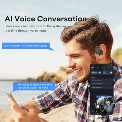 Imagen de Gerbala Pro Traductor de Idiomas, Nuevo Auriculares, Auriculares Inalámbricos Traducción Alta Precisión, Colgantes OWS, Soporta más 75 Idiomas (Negro)