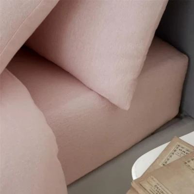 Imagen de Catherine Lansfield Sábana Bajera Ajustable para Cama Individual, algodón Cepillado, Color Rosa