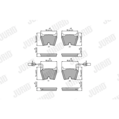 Imagen de JURID 573195J Juego de pastillas freno con contacto avisador desgaste sin accesorios AUDI: A6 C5 Berlina, Avant, VOLKSWAGEN: Phaeton