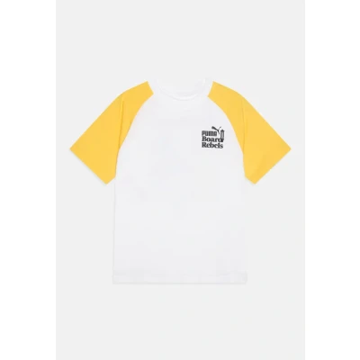 Imagen de Puma Graphic TEE Unisex Camiseta estampada para niños, Talla: 9 10a (10), White/sunny yellow