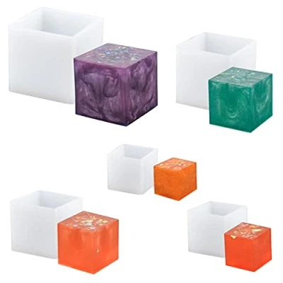 Imagen de WANDIC Molde Cuadrado de Resina, PC 5 tamaños Moldes Silicona En Cubo, Herramientas Fundición para Arcilla Polimérica, Elaboración, Epoxi Fabricación Joyas